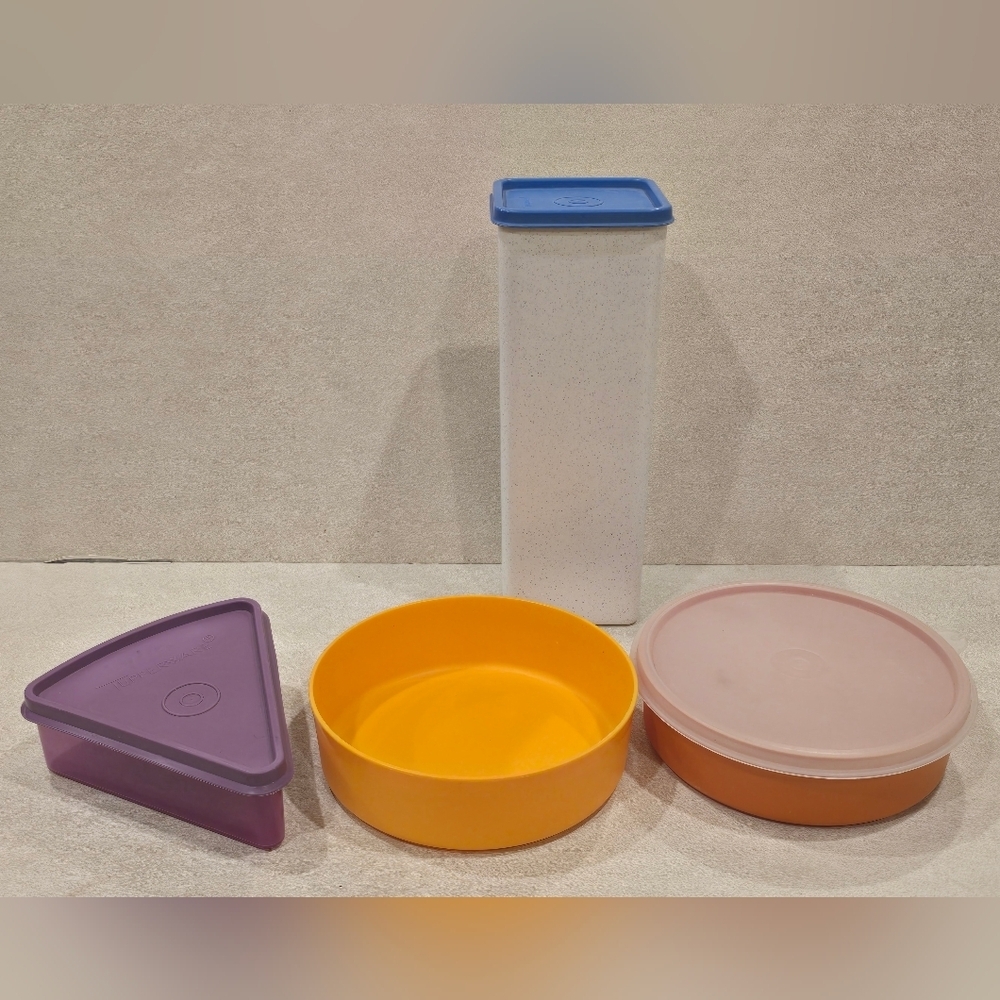 Tupperware Mixed Lot Wonder Bowls Harvest, Canister Granite, Pie Slice